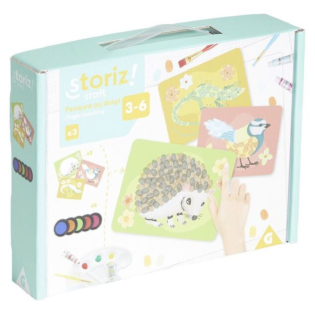 Activité peinture doigt avec 3 cartes à motif animal