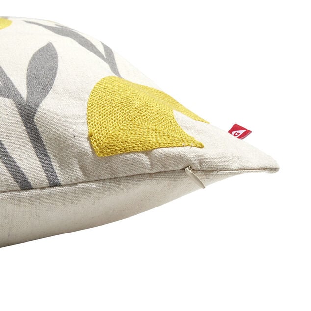 Housse de coussin imprimé floral jaune avec broderie 45x45cm