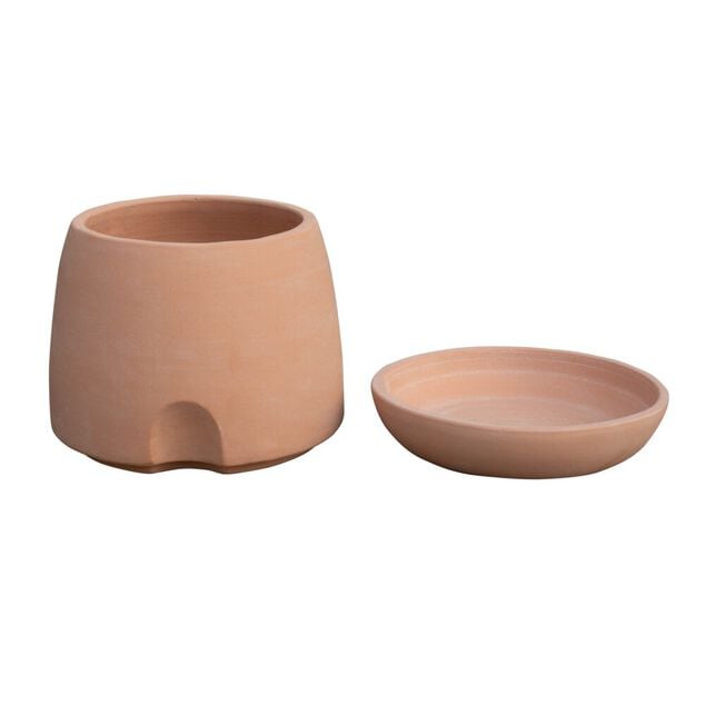 Pot rond en terre cuite avec r&eacute;serve d'eau &Oslash;27xH26cm