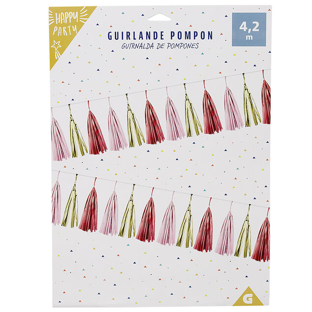 Guirlande pompon en papier rose et jaune