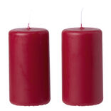 Bougie pilier rouge Ø5xH9,5 cm x2