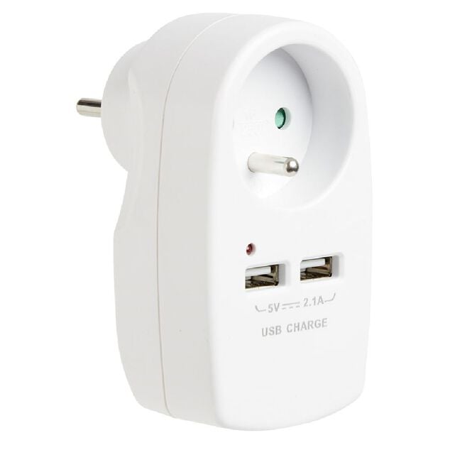 Triplite 1 prise 2 usb blanche