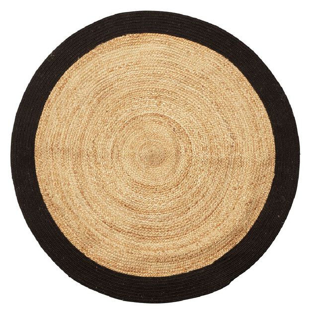 Tapis jute et coton &Oslash;120cm noir