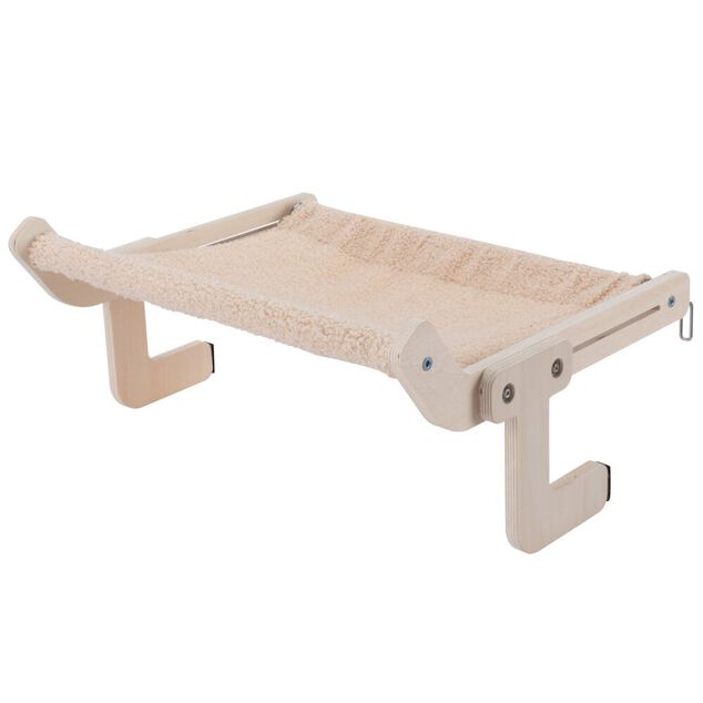 Hamac pour chat en bois et tissu bouclette 3en1 38x48cm