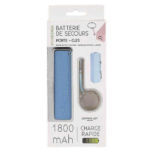 Batterie chargeur Powerbank avec attache porte-clés 1800mAh