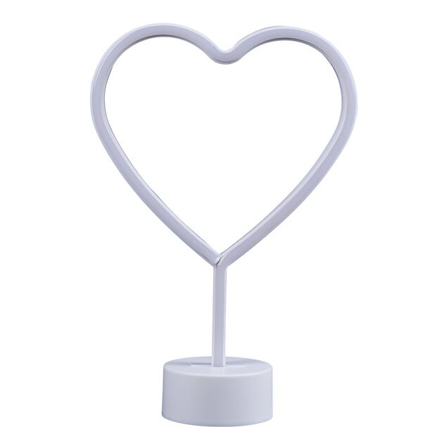 Lampe n&eacute;on sur base forme coeur PVC 29,5x20cm rouge