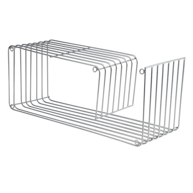 &Eacute;tag&egrave;re murale en m&eacute;tal gris argent&eacute; 50x16xH20cm