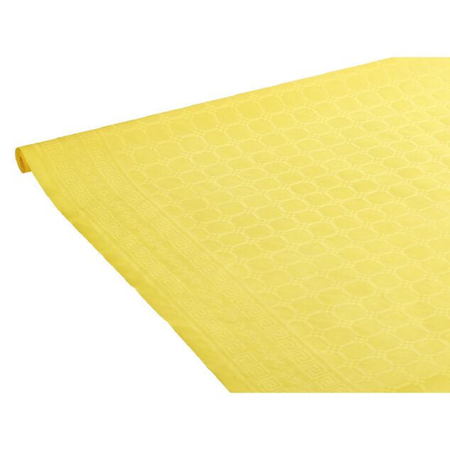 Nappe damass&eacute;e jaune en papier 6 m
