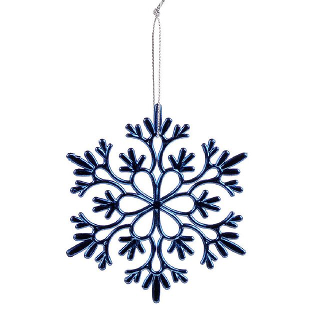 Flocon à suspendre brillant bleu ou blanc Ø10cm