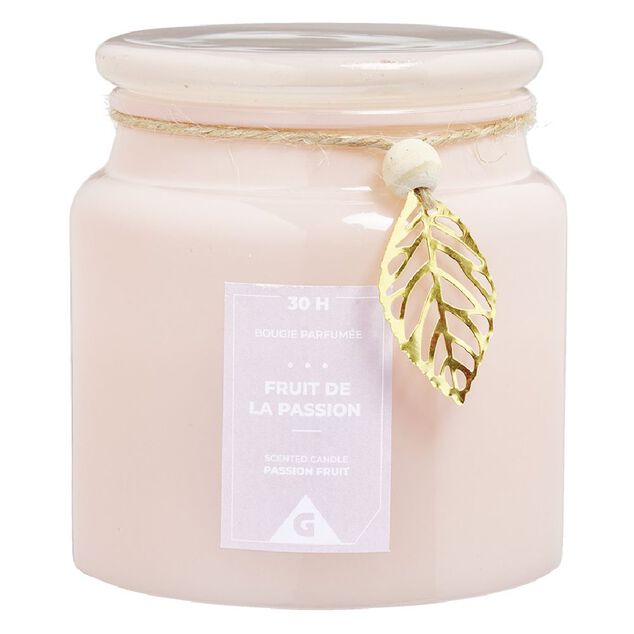 Bougie parfum&eacute;e dans bonbonni&egrave;re senteur fruit de la passion 30H