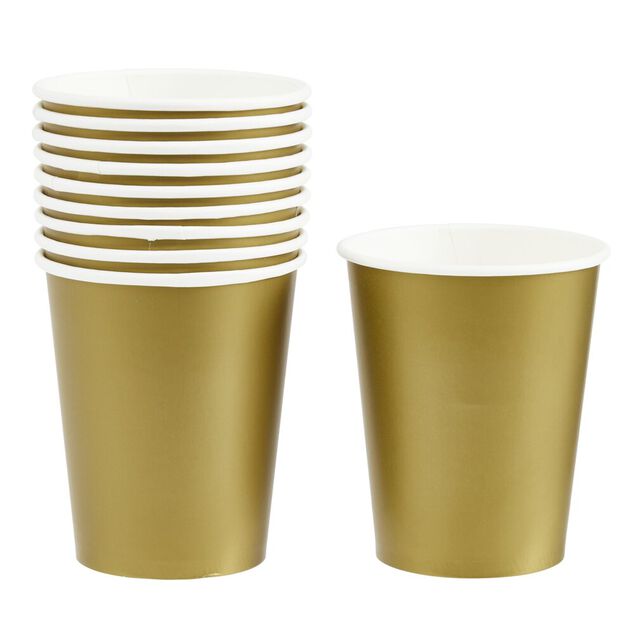 Gobelet en carton X10 pcs 20 cl &Oslash;7XH13 cm dor&eacute;