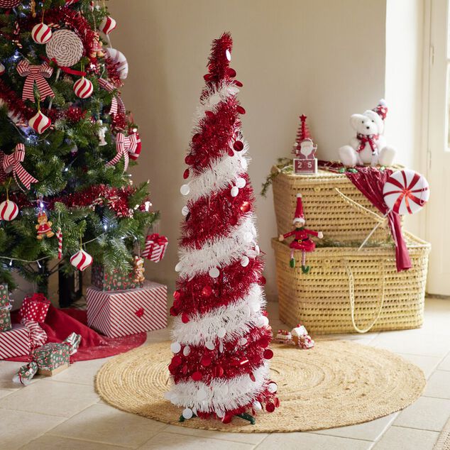 Sapin de No&euml;l artificiel POP UP rouge et blanc &Oslash;30xH120cm