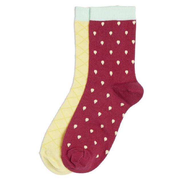 Chaussettes d&eacute;pareill&eacute;es motif rouge/jaune - T36/40