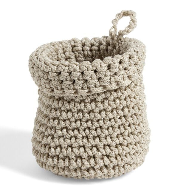 Pani&egrave;re rangement salle de bain &agrave; suspendre effet bouclette marron &Oslash;13xH11cm