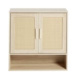 Meuble haut en bois 1 niche 2 portes cannage 60xP20xH60cm