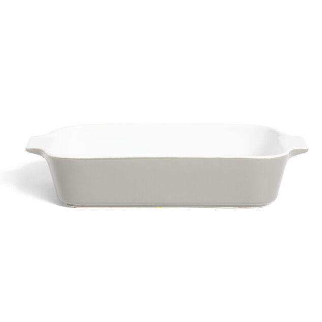 Plat &agrave; four en gr&egrave;s blanc et gris fonc&eacute; 31x17xH6,2cm