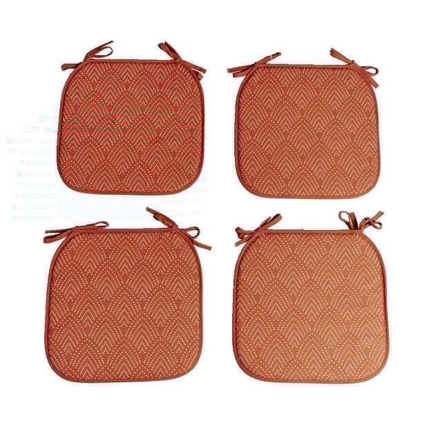 Lot de 4 galettes de chaise polyester et cot orange terracotta 38x38cm