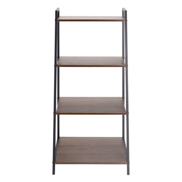 &Eacute;tag&egrave;re Luffi 4 niveaux m&eacute;tal noir et marron 43x30xH90cm