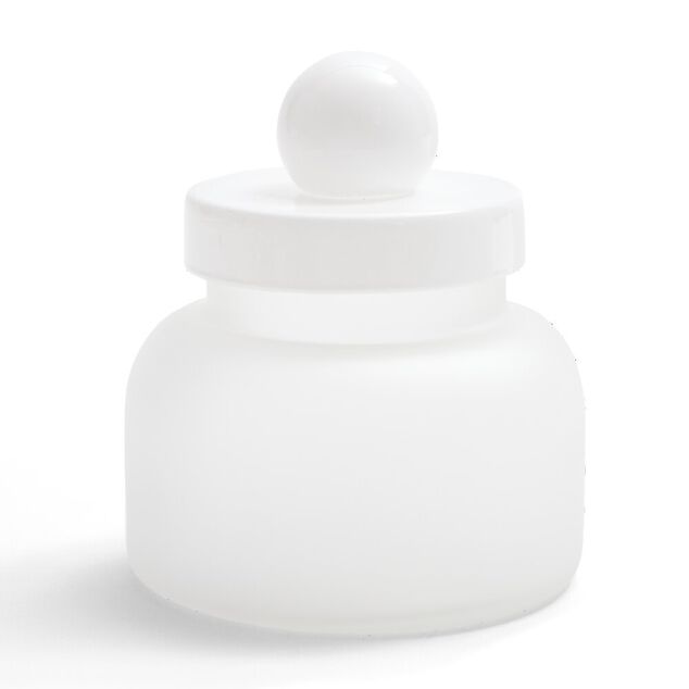 Bo&icirc;te en verre transparent + couvercle blanc &Oslash;12xH16cm