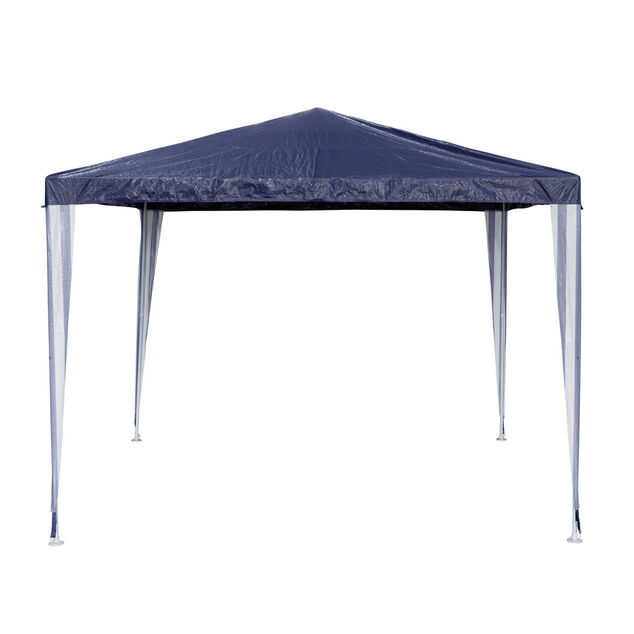 Tonnelle de jardin carr&eacute;e Florence m&eacute;tal tissu bleu UPF30+ 290x290xH245cm 8,4m&sup2;