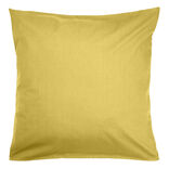 Taie d'oreiller 63x63cm 100% coton finition droite jaune moutarde