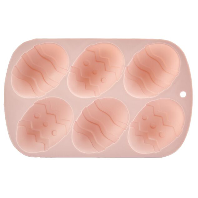 Moule silicone oeuf de P&acirc;ques &agrave; motifs en relief x 6