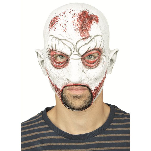 Masque adulte Halloween monstre blanc ensanglant&eacute; latex