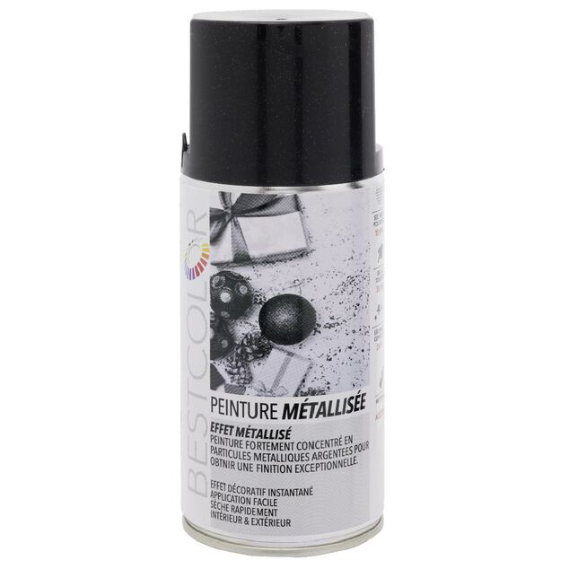 Peinture a&eacute;rosol effet m&eacute;tal Noir m&eacute;tallis&eacute; 300 ml