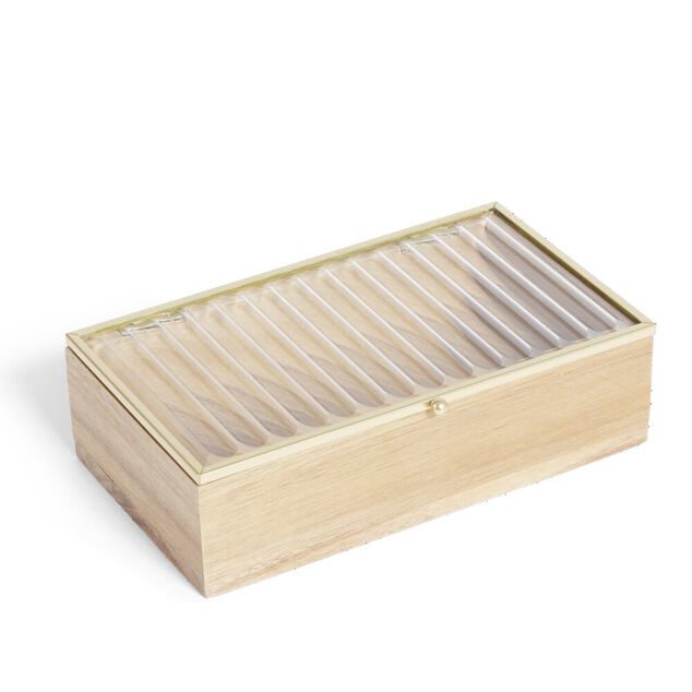 Bo&icirc;te bois d'acacia et verre taille L 18x10x5,3cm