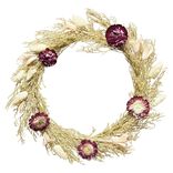 Couronne en paille et fleurs séchées Ø26 cm