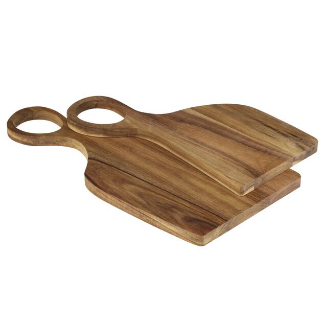 Planche de pr&eacute;sentation x2 courb&eacute;es en bois acacia 20x38cm