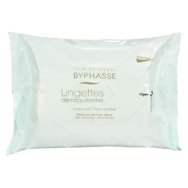 Lingette d&eacute;maquillante Byphasse peaux sensibles x20