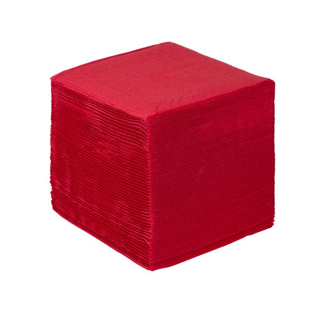 Lot de 50 serviettes cocktails rouge 20x20cm