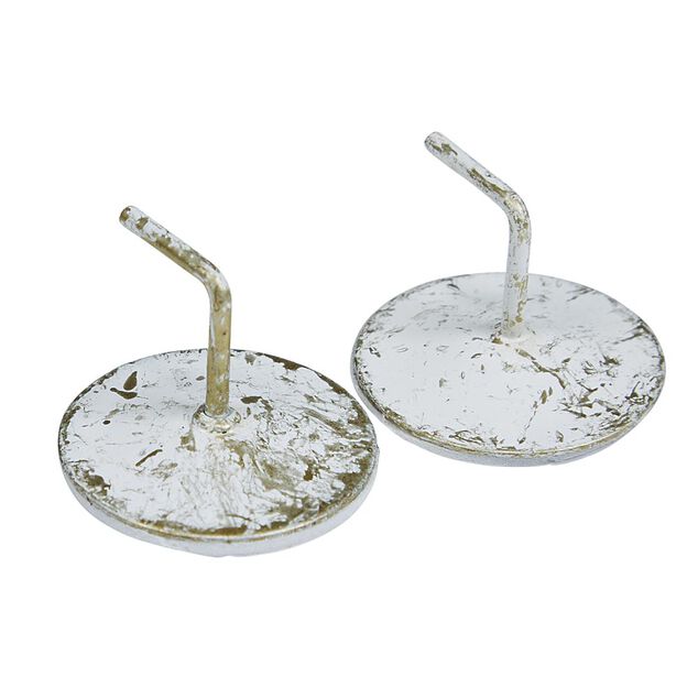 Support de tringle adh&eacute;sif rond m&eacute;tal blanc dor&eacute; x2