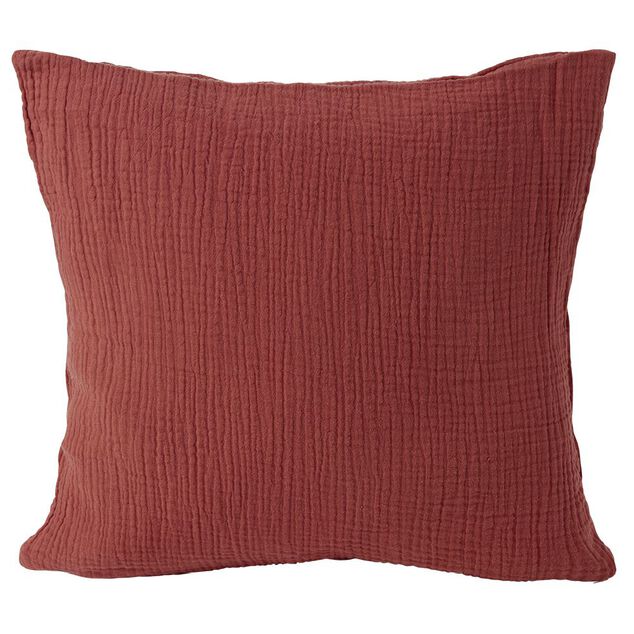 Housse de coussin 40x40cm gaze de coton terracotta