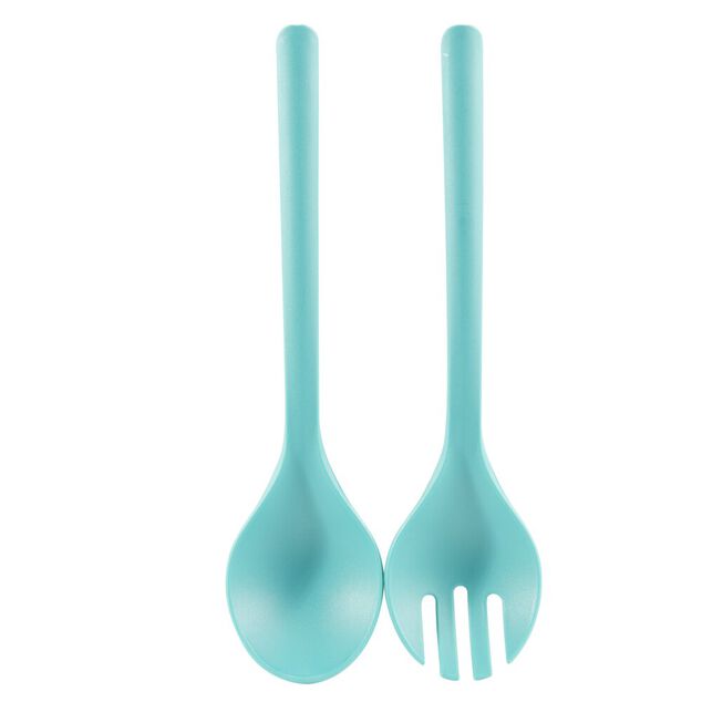 Couverts &agrave; salade x2 plastique vert c&eacute;ladon L26,5cm