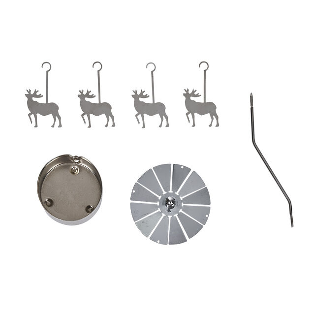 Photophore caroussel renne de No&euml;l gris argent&eacute;