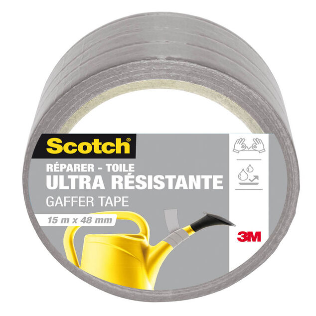Adh&eacute;sif toile Scotch large ultra r&eacute;sistant gris