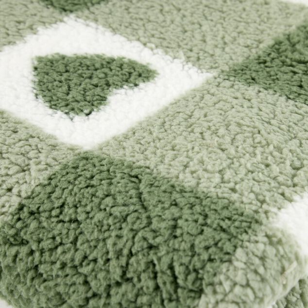 Coussin carr&eacute; L45X45 cm et plaid L160X130 cm motif assorti polyester (3 mod&egrave;les rouge/beige/vert)
