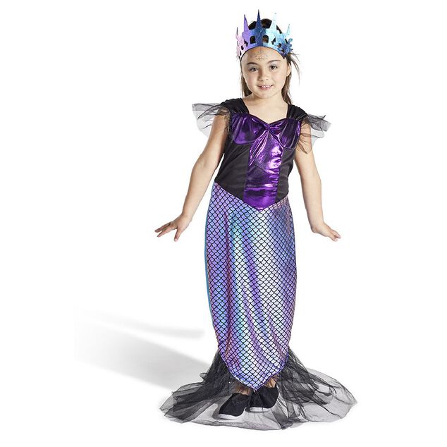 D&eacute;guisement enfant sir&egrave;ne robe et serre-t&ecirc;te noir et violet 4/6ans
