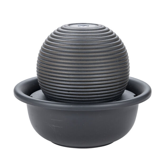 Fontaine &agrave; eau &eacute;lectrique forme boule noire plastique et m&eacute;tal 18,5xH18cm