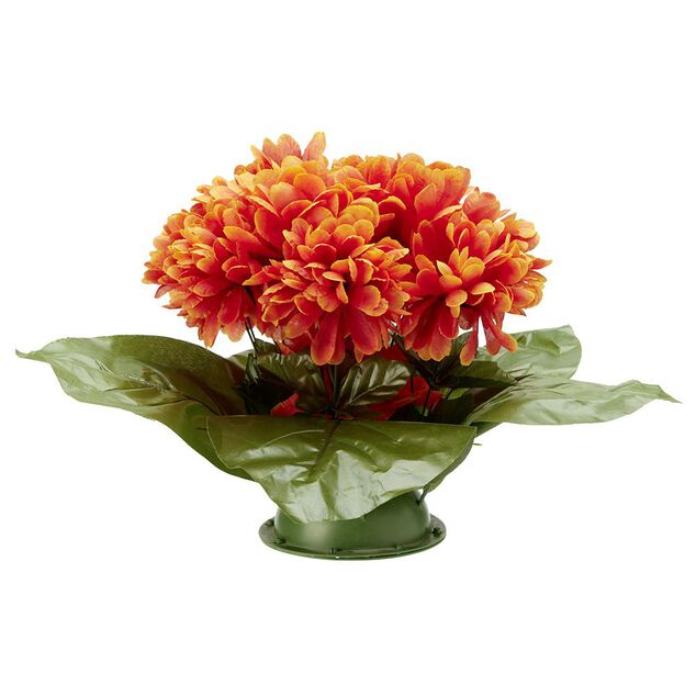 Coussin chrysanth&egrave;me artificiel 15 t&ecirc;tes orange