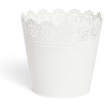 Pot de jardin en zinc motif ajour&eacute; rose clair &Oslash;17xH16cm