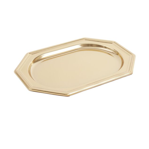 Plat de pr&eacute;sentation traiteur octogonal X3 pcs L35X22XH2 cm dor&eacute;