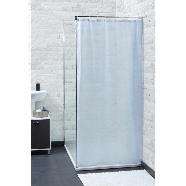 Rideau de douche semi-transparent blanc