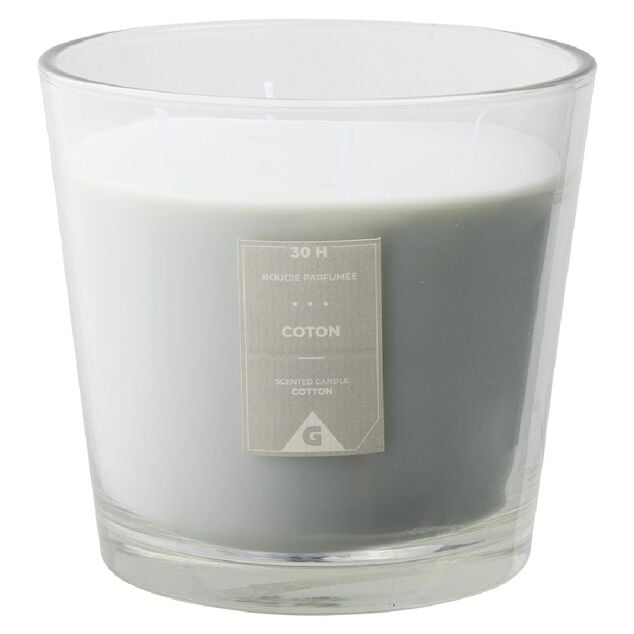 Bougie parfum&eacute;e dans verre senteur coton &Oslash;13,5xH12,5cm 30H