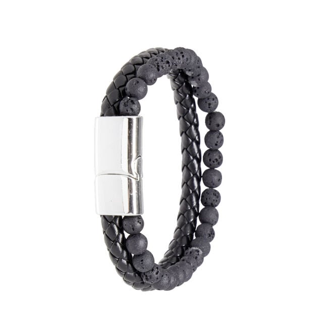Ensemble montre et bracelet homme simili noir