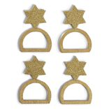 Rond serviette &eacute;toile bois dor&eacute; x6