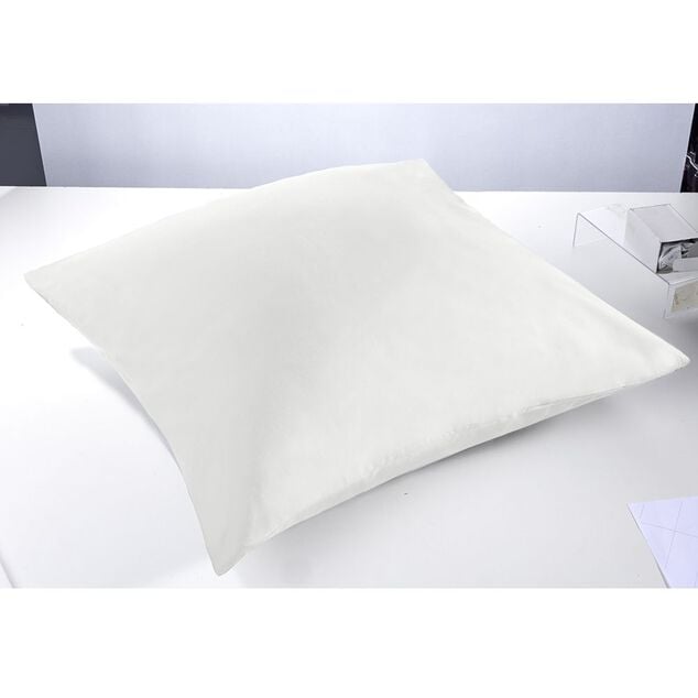 Taie d'oreiller carr&eacute;e coton uni blanc x2