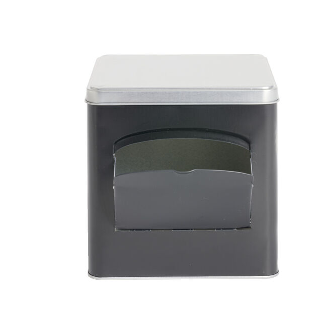 Bo&icirc;te conservation avec ouverture m&eacute;tal noir et gris 14,5x14,5x14,5cm